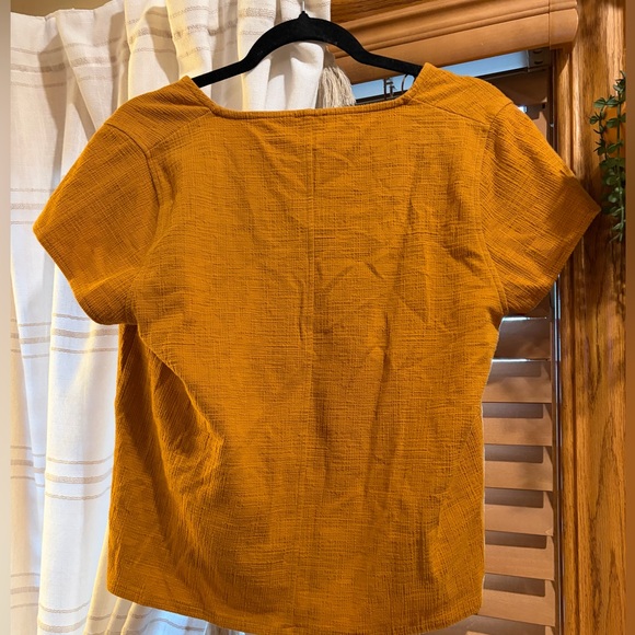 J. Crew Women's Yellow Button-Down Tie-Front Top - Picture 4 of 5